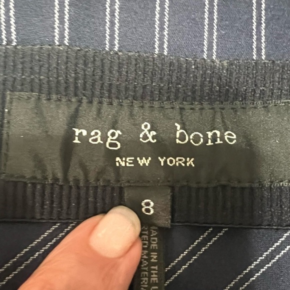Rag & Bone Simone Navy Blue Twill Pinstriped Trouser Pants Women’s 8 - Picture 13 of 13